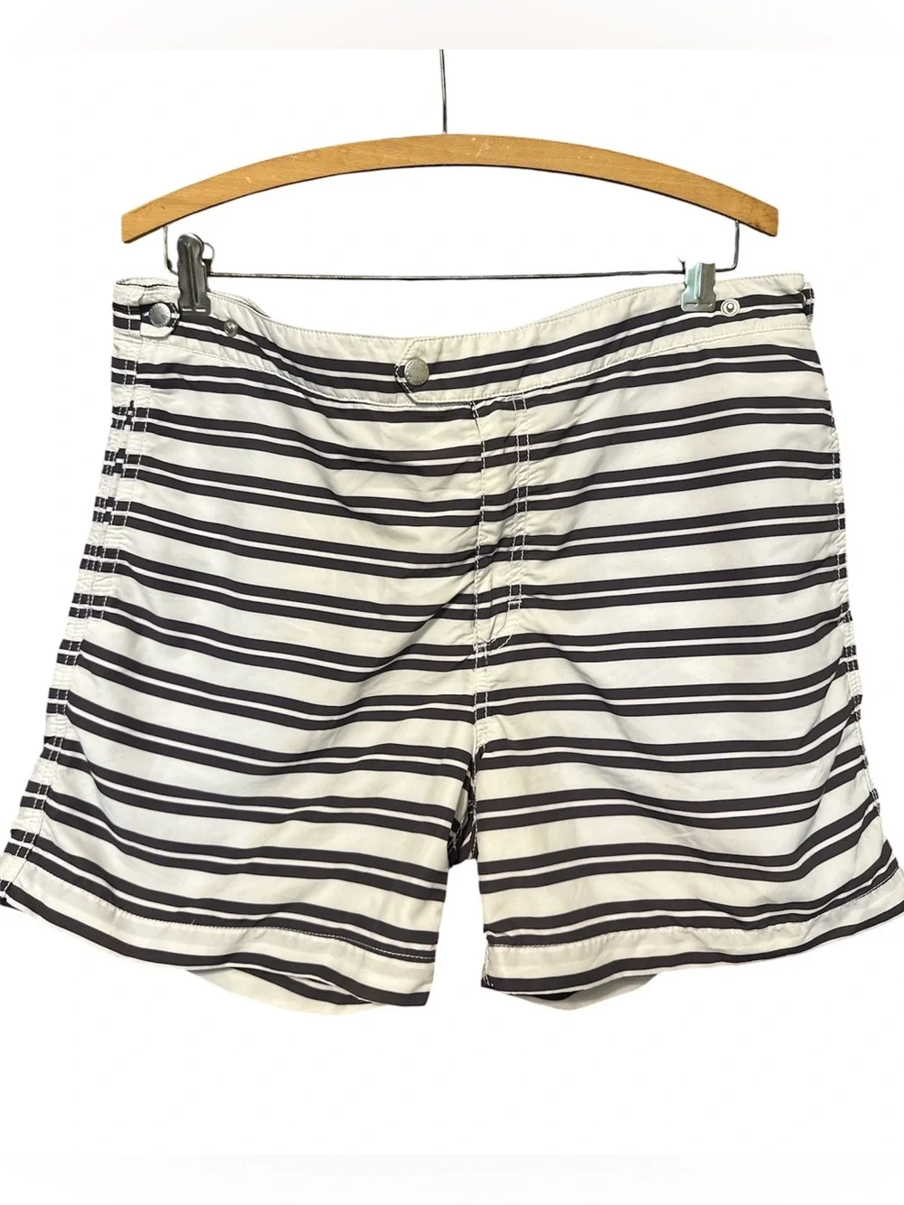 Solid and Striped Men's Swim Trunks - Blue/White SZ L